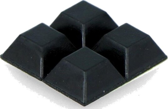 Firkantede gummiføtter selvklebende   12x12mm   4 stk.
