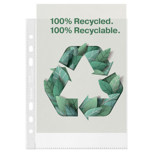 Esselte Recycled Plastlomme A5 prikket 70my 100 stk Esselte Recycled Plastlomme A5 prikket 70my 100 stk