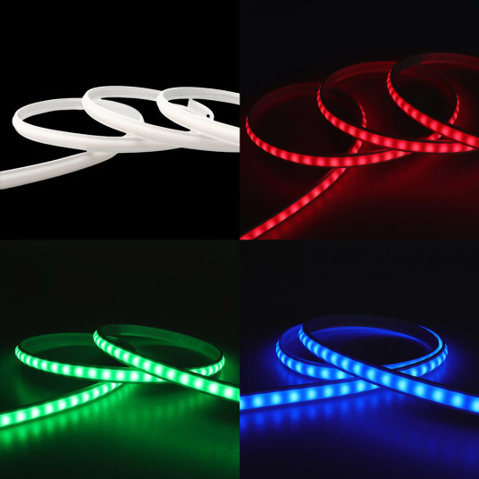 5m 9W/m RGB CLIP ON LED strip 230V IP67 vanntett hvitt deksel 60 LED 5m 9W/m RGB CLIP ON LED strip 230V IP67 vanntett hvitt deksel 60 LED