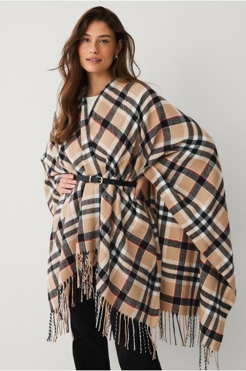 Ellos Collection Strikket poncho Beige