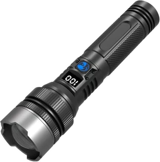 Taktisk LED-lommelykt, 150 000 lm, USB-oppladbar, IPX7, zoom, XHP70.2