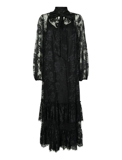 YAS Yaslacilla Ls Lace Long Dress - Show - Black - 34