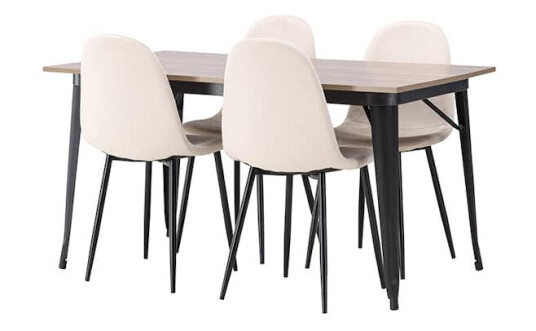 Spisegruppe Venture Home Tempe 140 cm med 4 Polar Stoler Fløyel Spisegruppe Venture Home Tempe 140 cm med 4 Polar Stoler Fløyel