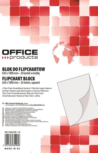 Office Products Blokk Til Flippover Kort 65X100 Cm 20 Ark Hvit 5901503654958