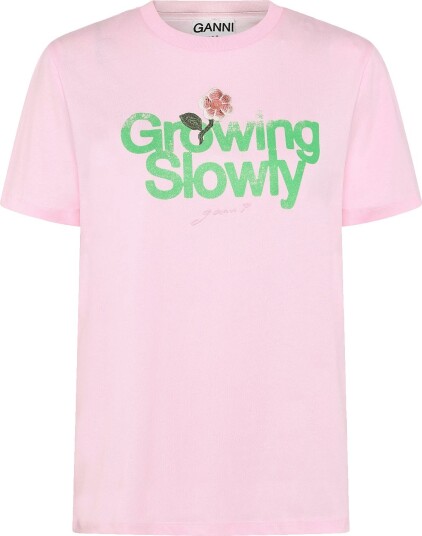 Ganni T Shirt With Crab Pink XL