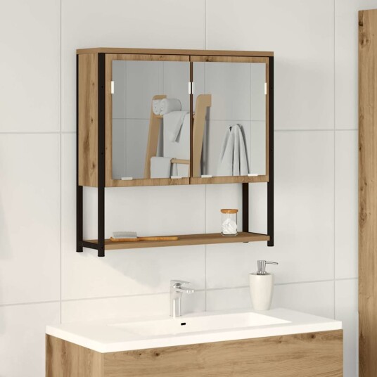 Baderomsspeilskap Håndlaget Eik 60x16x60 cm Konstruksjonsmateriale Baderomsspeilskap Håndlaget Eik 60x16x60 cm Konstruksjonsmateriale