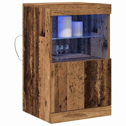 Sideboard med LED Lys Gamle Tre 41x37x67 cm