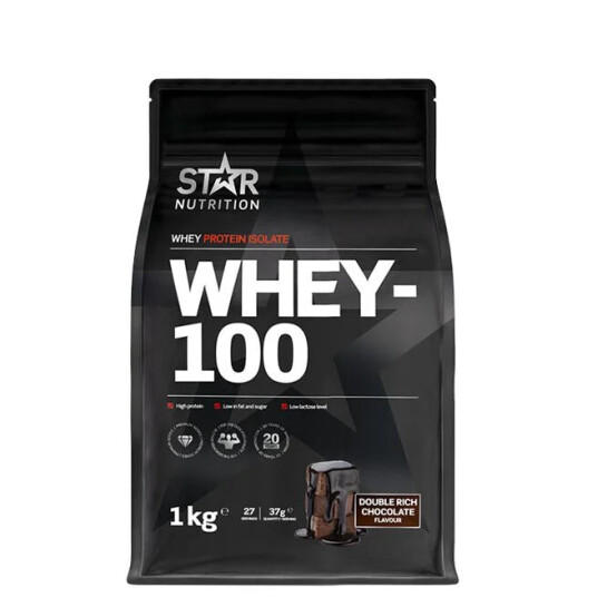 Star Nutrition Whey 100, myseproteinisolat 1000g Doublerichchocolate Star Nutrition Whey 100, myseproteinisolat 1000g Doublerichchocolate