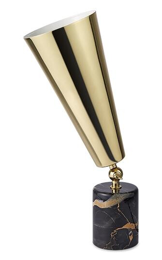 TATO Vox Bordlampe Sort/brun Marmor & Messing Liten