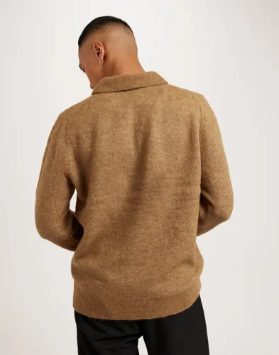 J Lindeberg Hayden Hairy Polo Knit Strikkegensere Brun