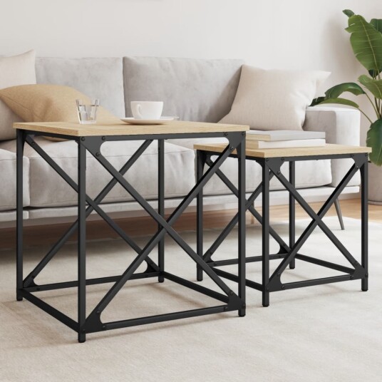  Stablebare salongbord 2 stk sonoma eik konstruert tre 8721012339958