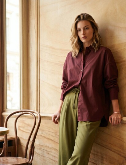 Minus Msjessa Oversize Shirt Burgundy 46