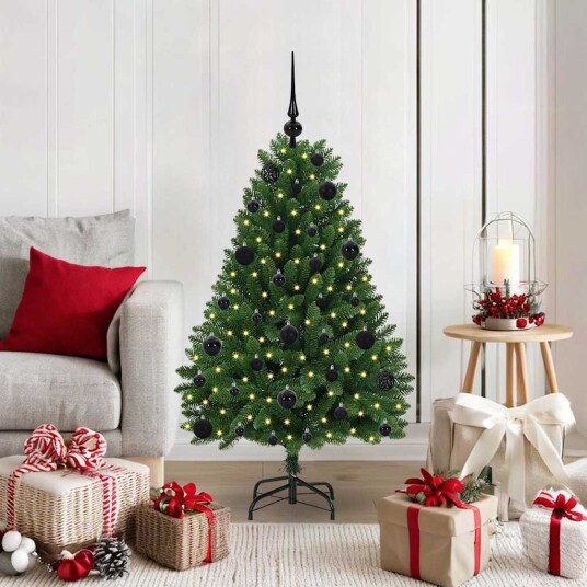  Kunstig juletre med LED  stripelys grønn 120 cm PVC og metall