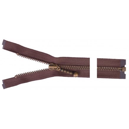 YKK Delbar Glidelås Antikk Messing 30cm 4mm Brun