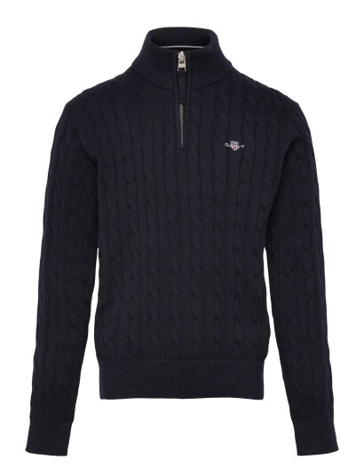 Gant Kids Shield Cotton Cable Half Zip Sweater Navy 128