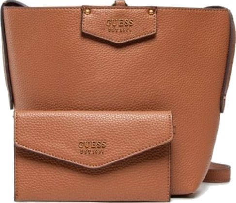 Guess Guess Brenton Økologisk Lær Tekstiltaske Stiv Struktur Karamell 6432 – For Kvinner 22 X 18 X 9 Cm