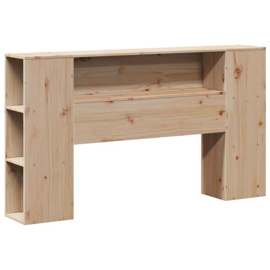 Seng med bokhylle uten madrass 140x200 cm heltre furu 3321852