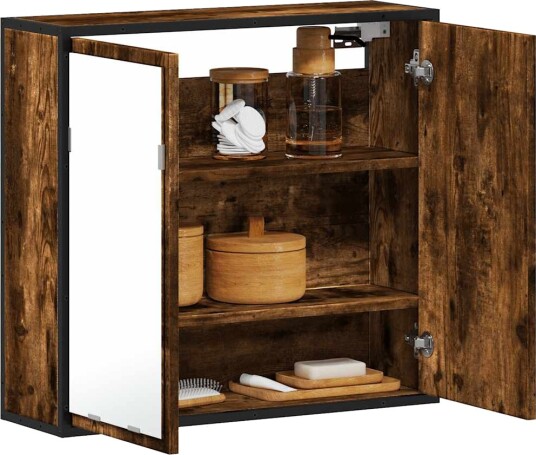 vidaXL Baderomsskap med speil røkt eik 65x20x60 cm konstruert tre vidaXL Baderomsskap med speil røkt eik 65x20x60 cm konstruert tre