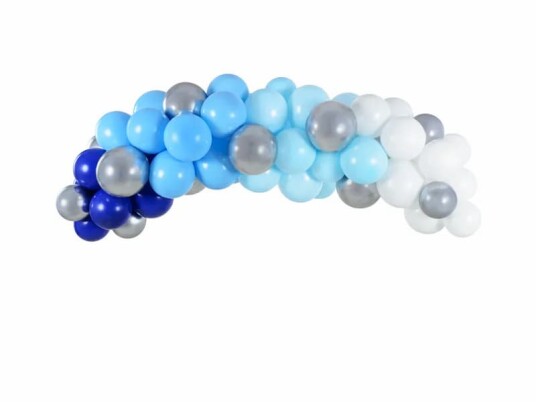 PartyDeco Ballongbue Blå/Lyseblå/Sølv Sett