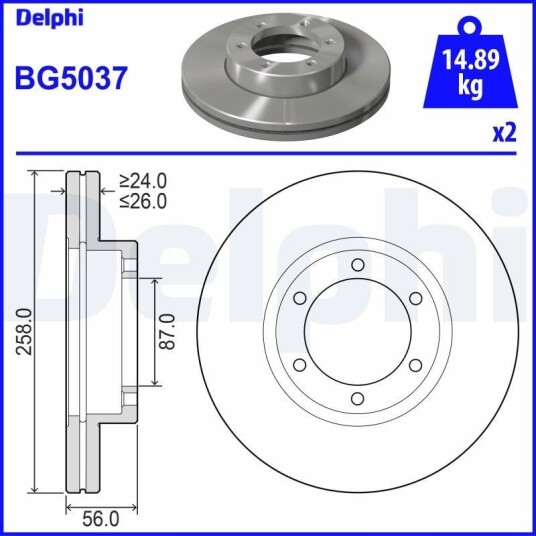 Bremseskive DELPHI BG5037 Bremseskive DELPHI BG5037
