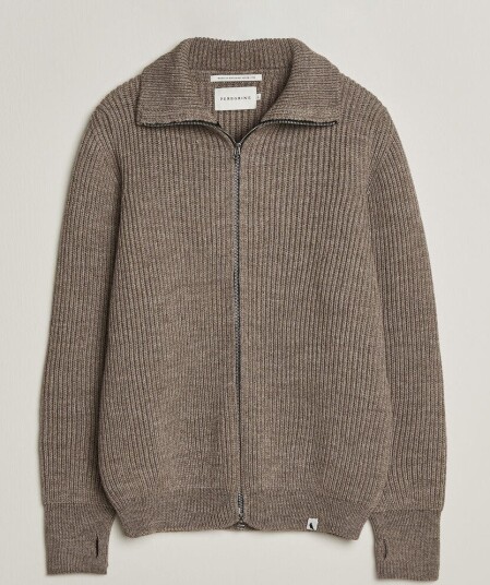 Peregrine Fisherman Merino Zip Cardigan Light Brown