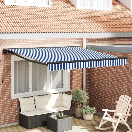  Innvendbar Markise Blå og hvit 350x250 cm