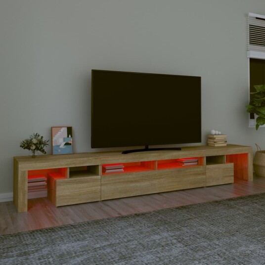 TV benk med LED lys sonoma eik 260x36,5x40 cm