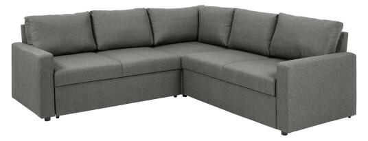 Sander hjørnesofa skjult lagring og uttrekkbar seng lysegrå.