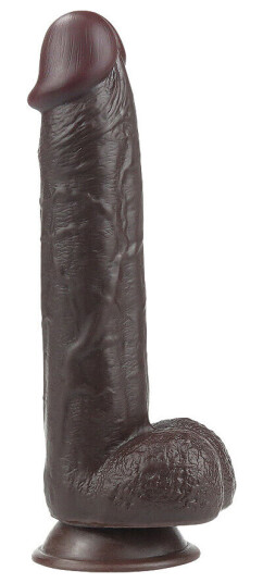 LoveToy: Sliding-Skin Dildo, 24 cm, mørk