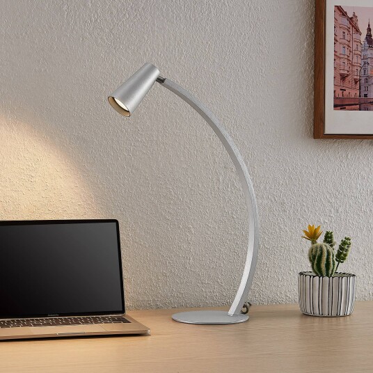 Lucande Velanoris bordlampe, børstet alu