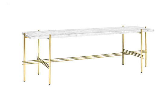 Gubi TS Console 1 konsollbord marmor hvit, messingstativ