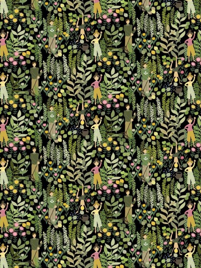 Arvidssons Textil Trädgård stoff Svart-grønn Arvidssons Textil Trädgård stoff Svart-grønn