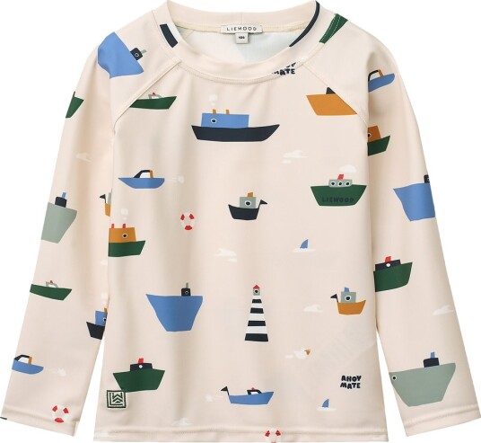 Liewood Noah Printed Longsleeve Swim Tee Cream 80