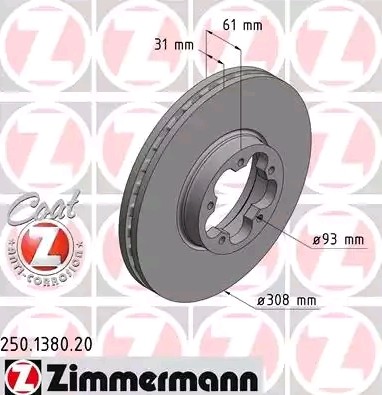 Bremseskive ZIMMERMANN 250.1380.20 Bremseskive ZIMMERMANN 250.1380.20