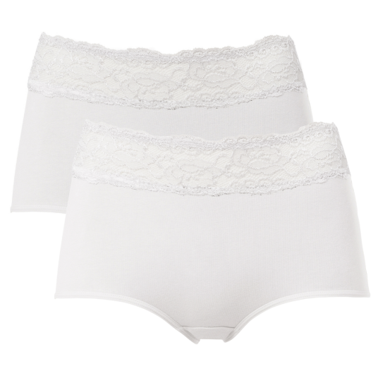Trofe Lace Trimmed Maxi Briefs Truser 2P Hvit bomull Medium Dame Trofe Lace Trimmed Maxi Briefs Truser 2P Hvit bomull Medium Dame