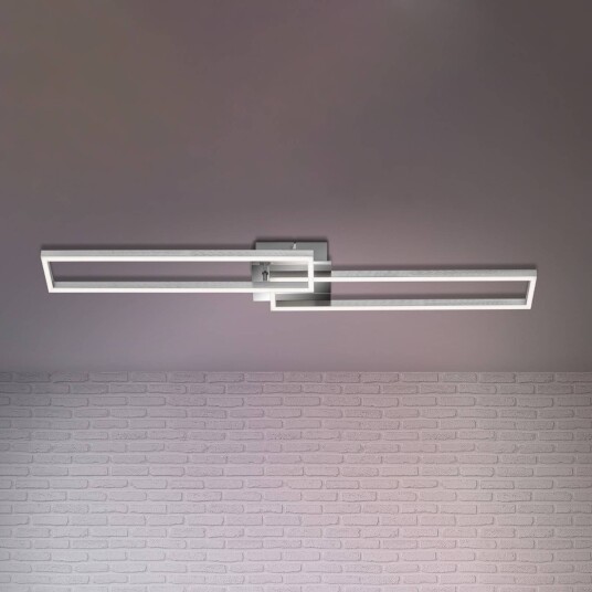 Briloner LED-taklampe Frame, dimbar, Aluminium / grå / sink, Stue / spisestue, Metall, Moderne