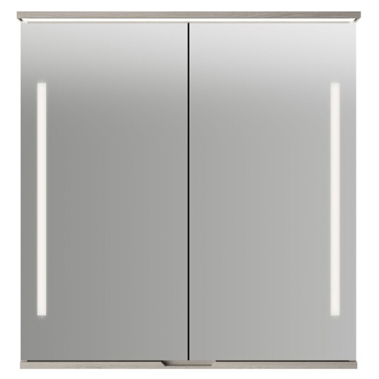 Linn Bad Sogn Speilskap med Integrert Belysning og Stikk Lys eik / 80cm