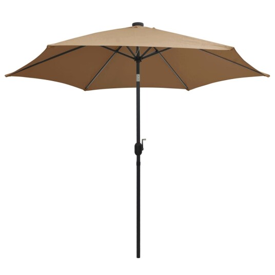 vidaXL Parasoll med LED-lys og aluminiumsstang 300 cm gråbrun