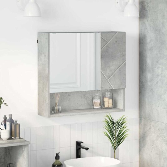 Speilskap Veggmontert Betonggrå 59 x 17 x 55 cm Konstruert tre