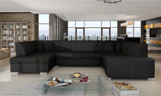 Seksjon Eltap Isloren 322x204x72 cm Sawana 14 Soft 11 Svart Venstre