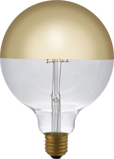 Spl E27 4W dimbar LED kronepære   G125 Globe Top Mirror gull 2500K filament   Dimbar : Dimbar Kulør : Ekstra varm