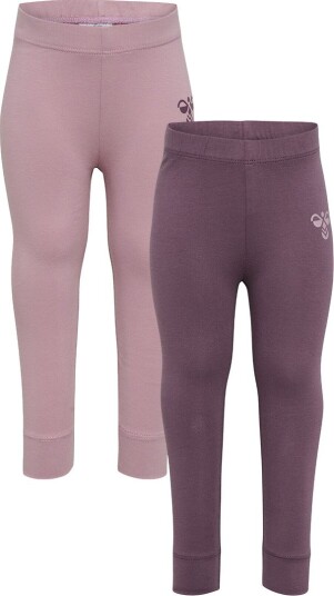 Hummel Leggings   2 pack   HmlMini   Black Plum/Sea Tåke   Hummel   2 år (92)   Leggings Lilla Rosa