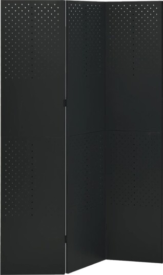 vidaXL Romdeler 3 paneler svart 120x180 cm stål