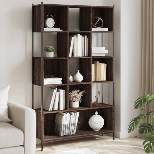 Bokhylle brun eik 102x28x172 cm konstruert tre 8721012341388