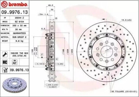 Bremseskive BREMBO 09.9976.13