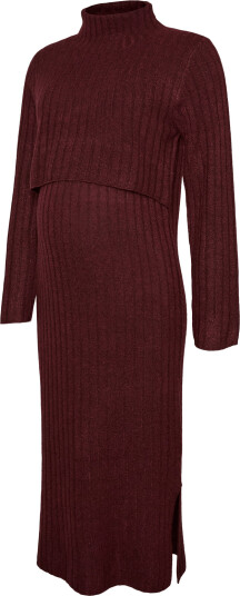 Mamalicious Mlsuniva June Ls Knit Midi Dress 2F Noos   Burgundy   XXL