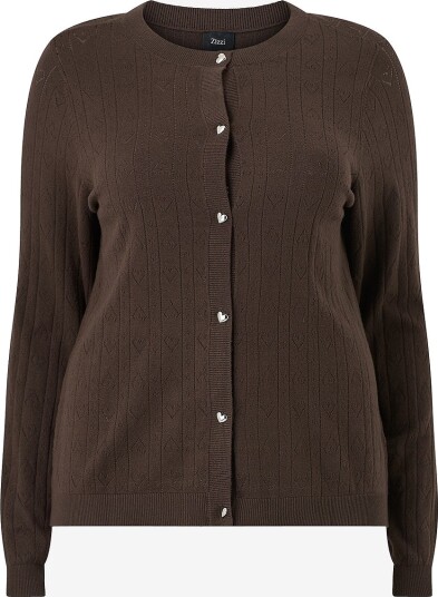 Zizzi Kardigan Mella L/S Cardigan Brun