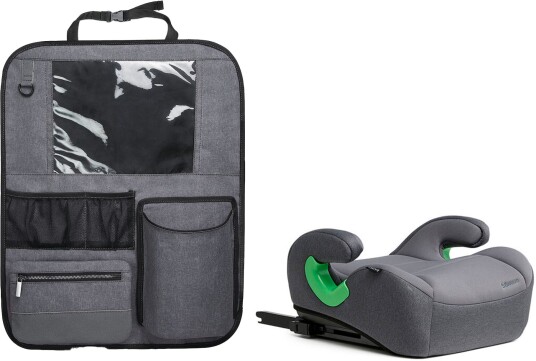 Beemoo Raise 2 i-Size Beltepute ISOFIX inkl. Beemoo Deluxe Sparketrekk med Oppbevaring, Mineral Grey