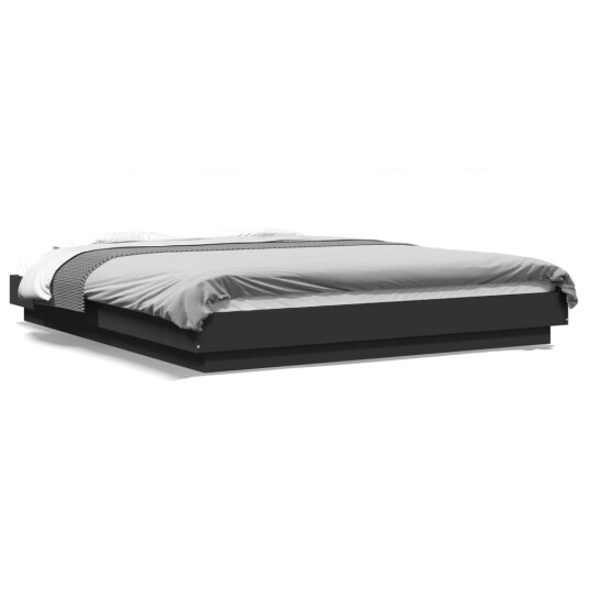 Sengeramme med LED-lys svart 160x200 cm konstruert tre 8721102617232