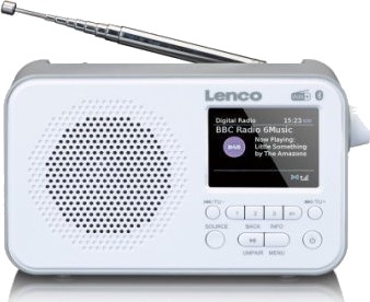 Lenco PDR-036 DAB+ Bærbar Radio med Bluetooth og TFT-fargeskjerm Hvit